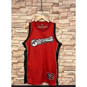 intage red and black Bacardi promotional basketball jersey Sz XL
